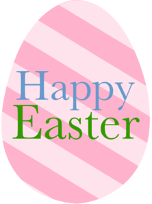 Happy Easter Pink Striped Egg Clip Art